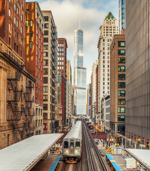 A photo of a Chicago El train