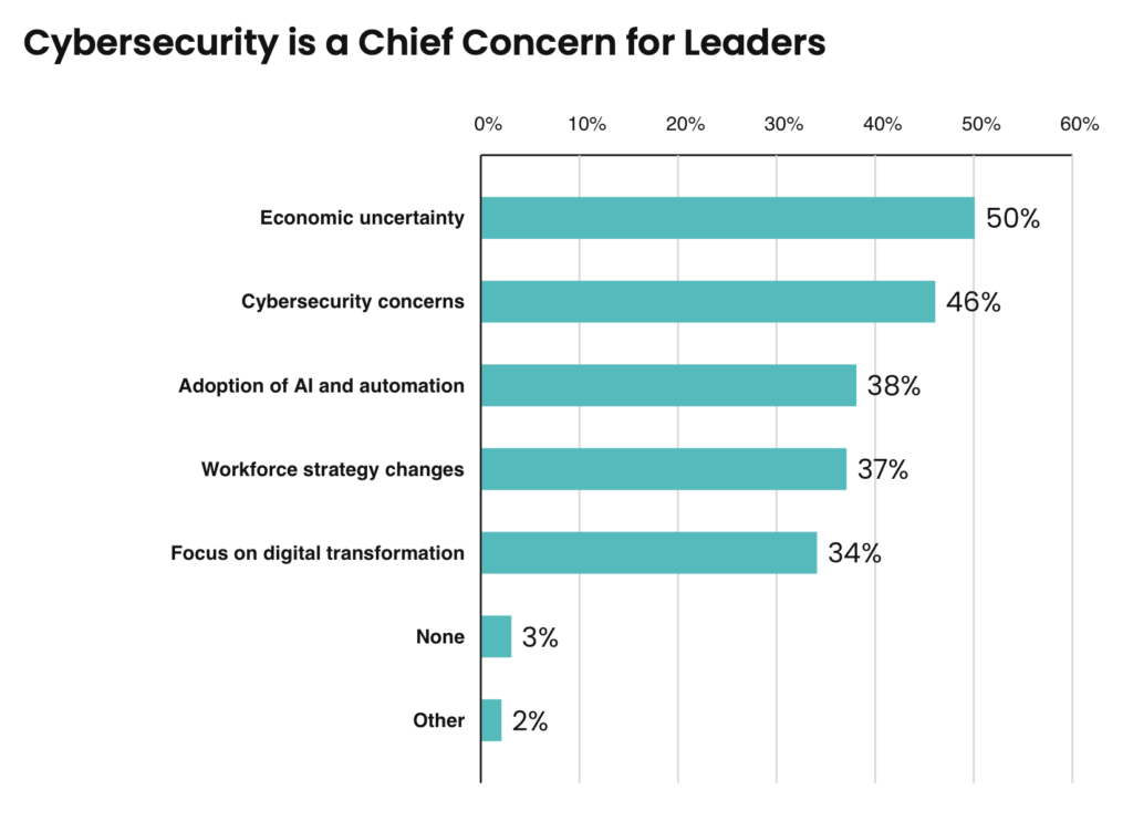 Graph showing that cybersecurity is a chief concern for business leaders.