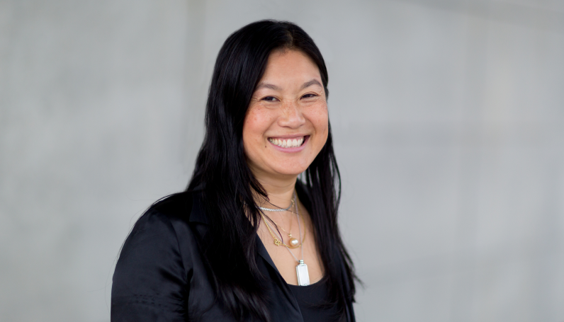 headshot of Lili Cheng on grey background