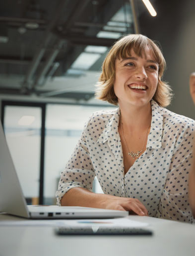 Smiling woman having conversation