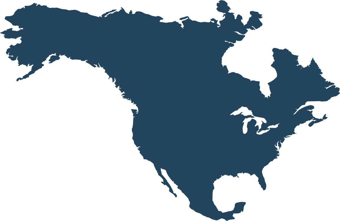 North America Map Blue